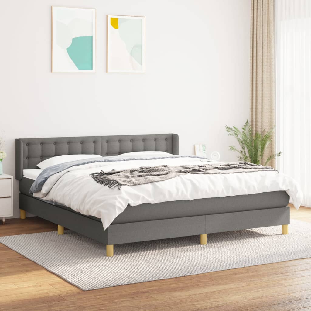 Sommier à lattes de lit avec matelas Gris foncé 160x200cm Tissu - XIOS