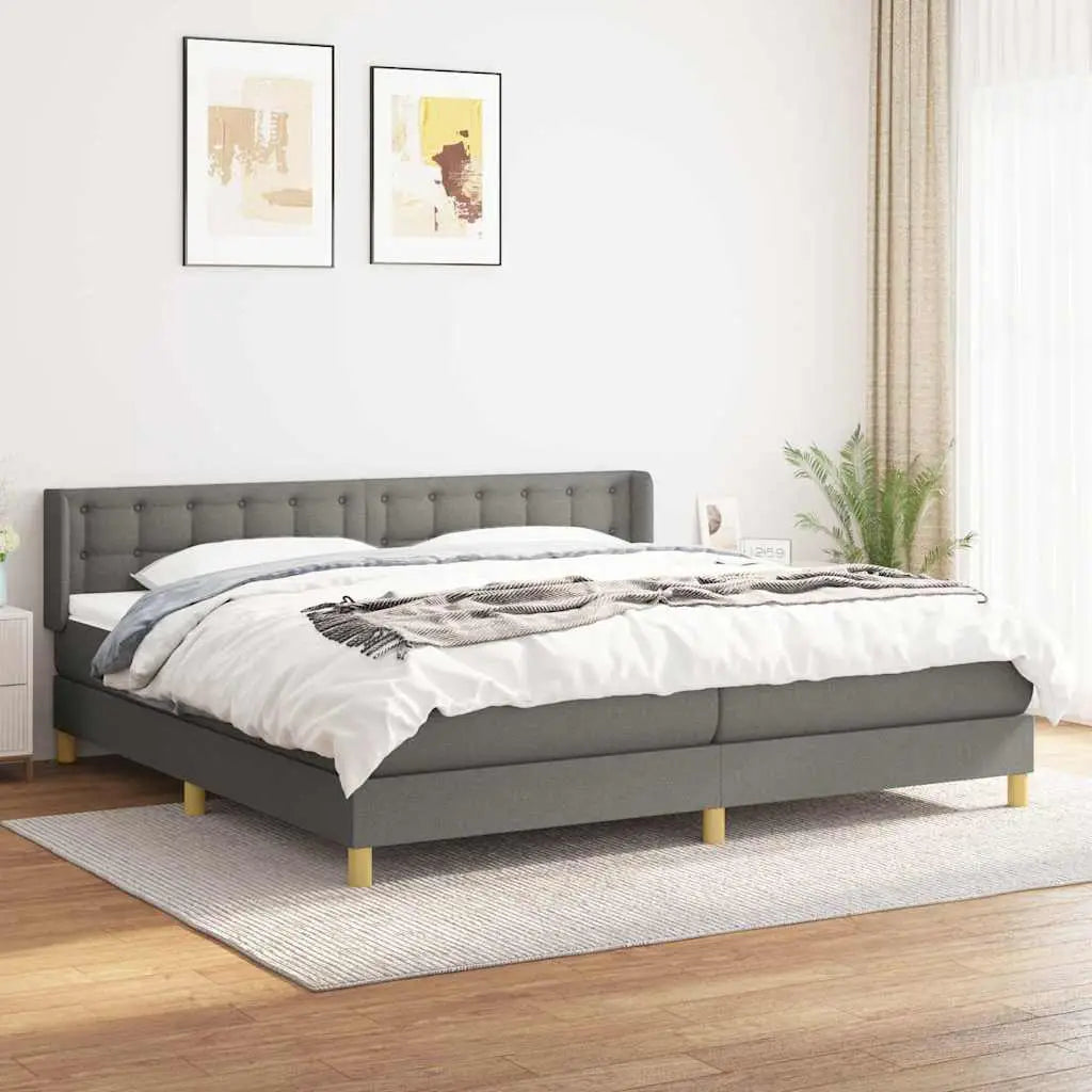 Sommier à lattes de lit avec matelas Gris foncé 200x200cm Tissu - XIOS