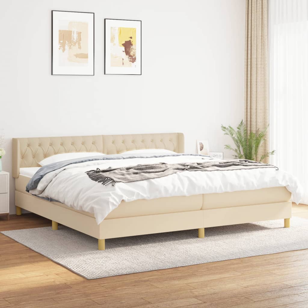 Sommier à lattes de lit avec matelas Crème 200x200 cm Tissu - XIOS