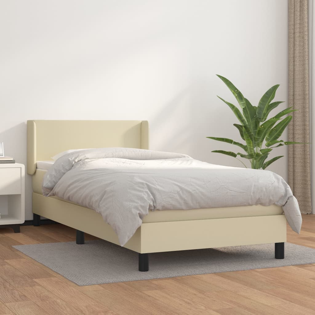 Sommier à lattes de lit avec matelas Crème 80x200 cm Similicuir - XIOS