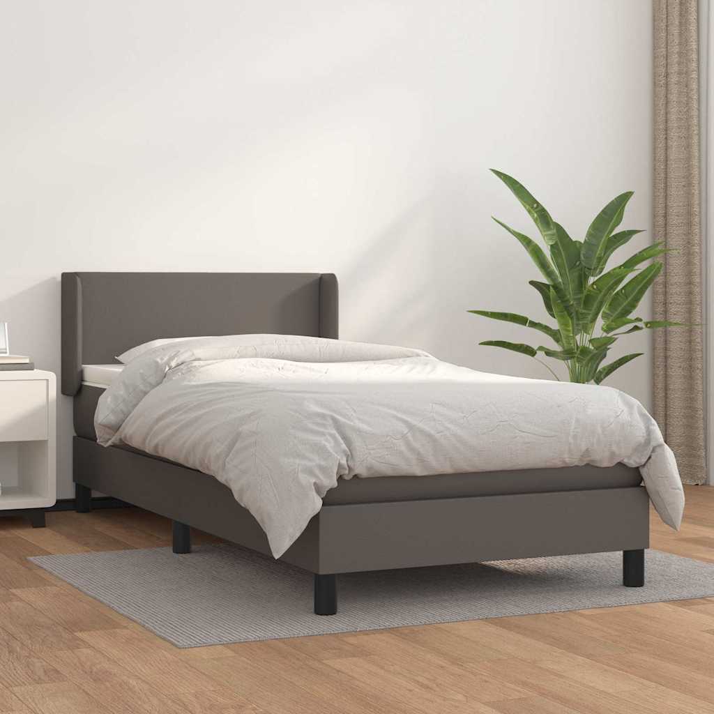 Sommier à lattes de lit avec matelas Gris 90x190 cm Similicuir