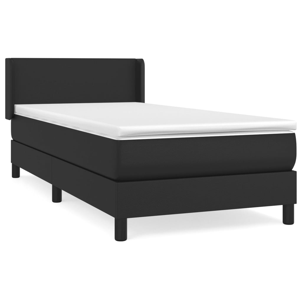 Sommier à lattes de lit avec matelas Noir 90x200 cm Similicuir - XIOS