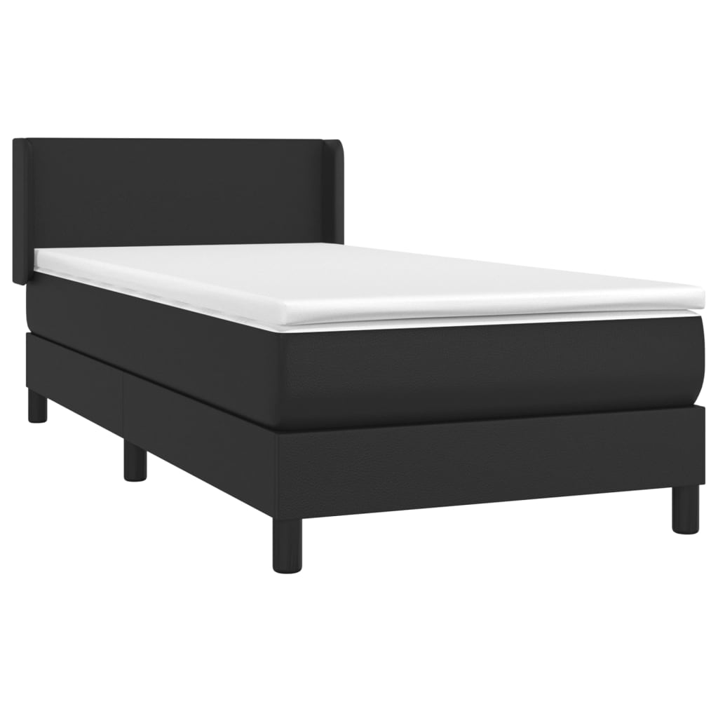 Sommier à lattes de lit avec matelas Noir 90x200 cm Similicuir - XIOS