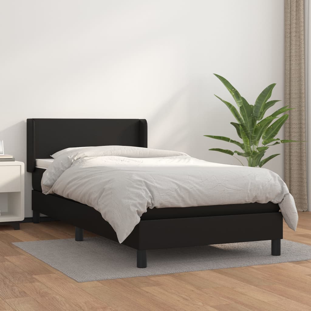 Sommier à lattes de lit avec matelas Noir 90x200 cm Similicuir - XIOS