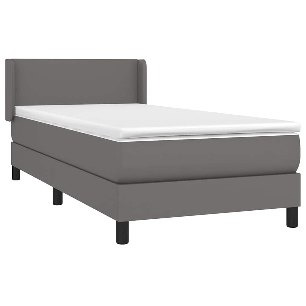 Sommier à lattes de lit avec matelas Gris 90x200 cm Similicuir