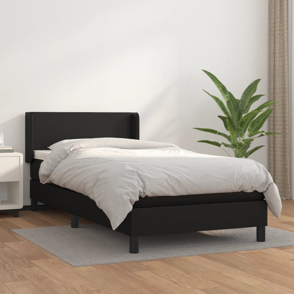 Sommier à lattes de lit avec matelas Noir 100x200 cm Similicuir - XIOS