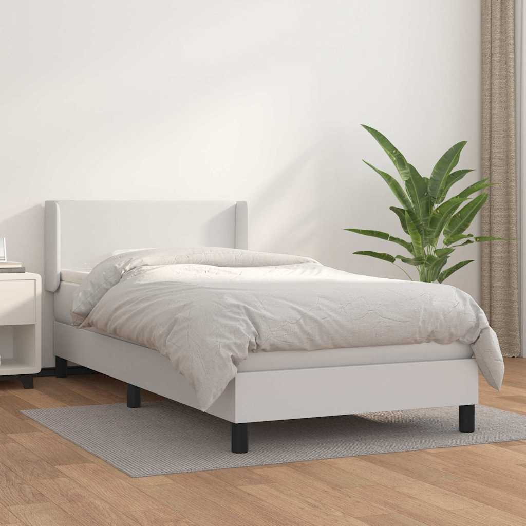 Sommier à lattes de lit avec matelas Blanc 100x200cm Similicuir