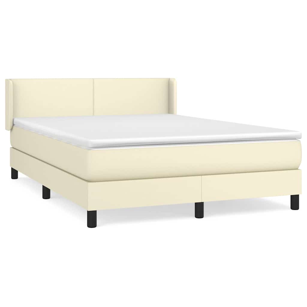 Sommier à lattes de lit avec matelas Crème 140x190cm Similicuir