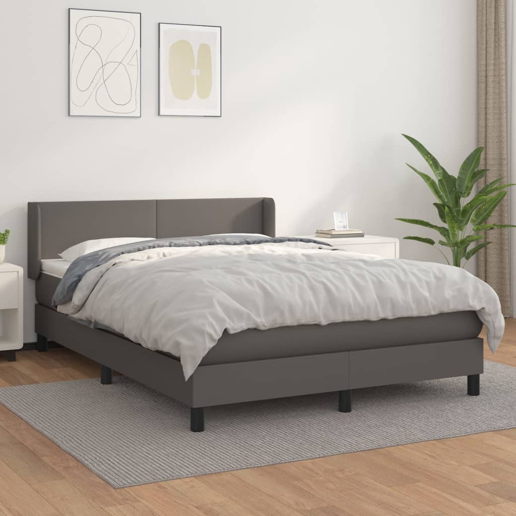 Sommier à lattes de lit avec matelas Gris 140x190 cm Similicuir - XIOS