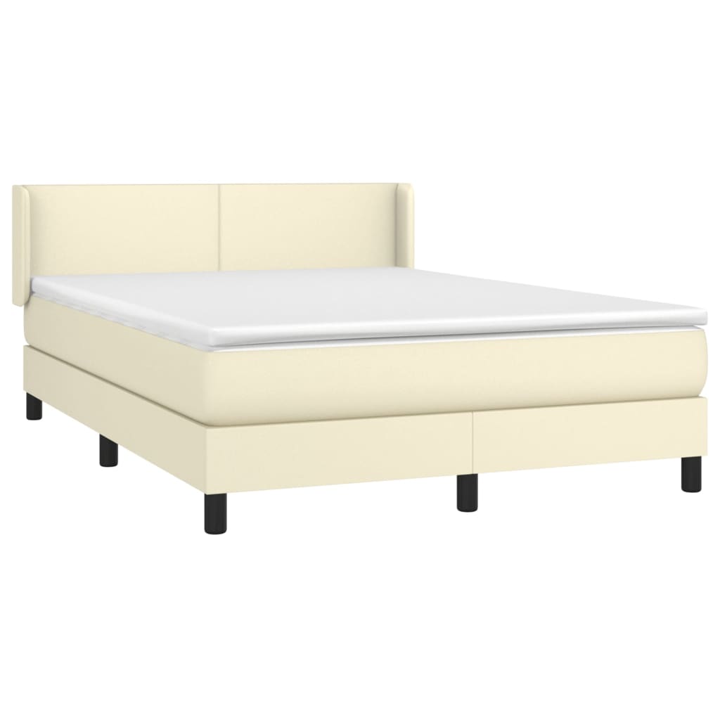 Sommier à lattes de lit avec matelas Crème 140x200cm Similicuir - XIOS