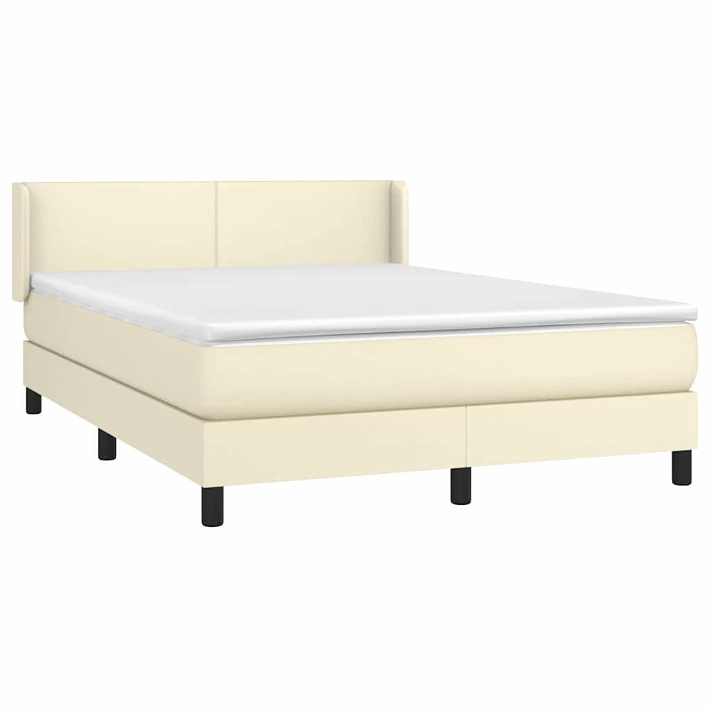 Sommier à lattes de lit avec matelas Crème 140x200cm Similicuir