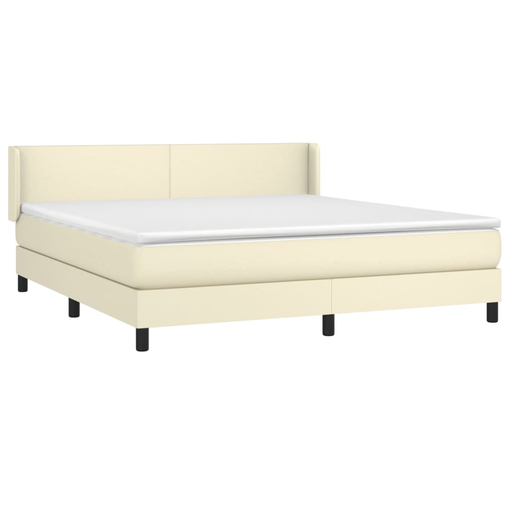 Sommier à lattes de lit avec matelas Crème 160x200cm Similicuir - XIOS
