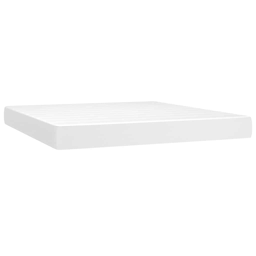 Sommier à lattes de lit avec matelas Blanc 180x200cm Similicuir
