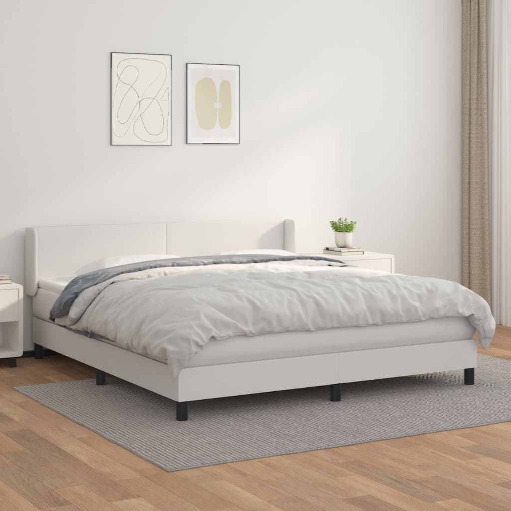 Sommier à lattes de lit avec matelas Blanc 180x200cm Similicuir - XIOS