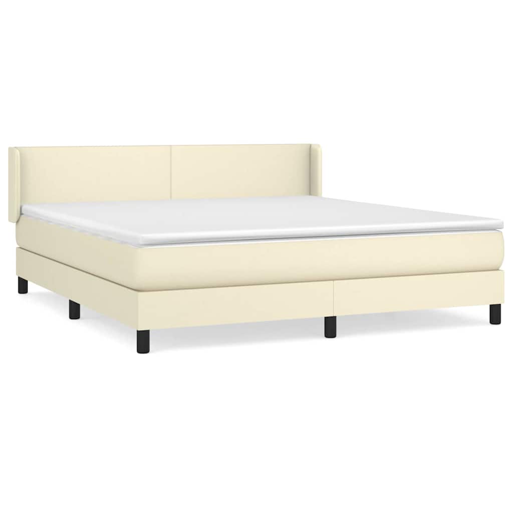 Sommier à lattes de lit avec matelas Crème 180x200cm Similicuir