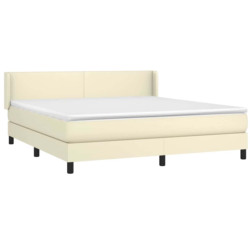 Sommier à lattes de lit avec matelas Crème 180x200cm Similicuir