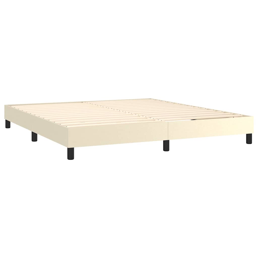 Sommier à lattes de lit avec matelas Crème 180x200cm Similicuir