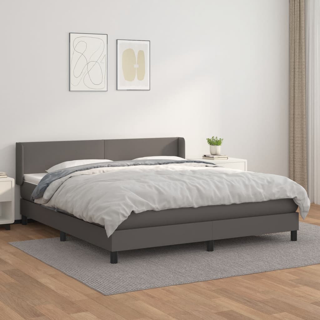 Sommier à lattes de lit avec matelas Gris 180x200 cm Similicuir - XIOS