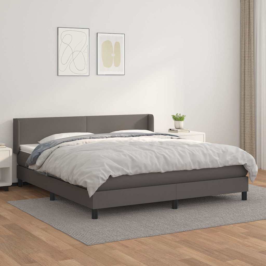 Sommier à lattes de lit avec matelas Gris 180x200 cm Similicuir