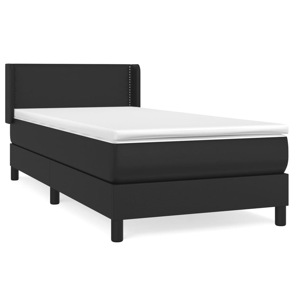 Sommier à lattes de lit avec matelas Noir 90x200 cm Similicuir - XIOS
