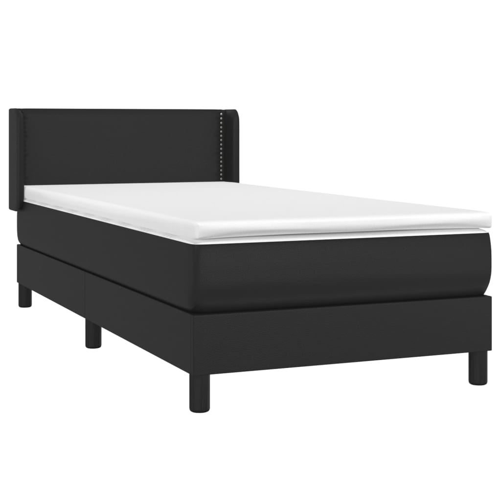 Sommier à lattes de lit avec matelas Noir 90x200 cm Similicuir - XIOS