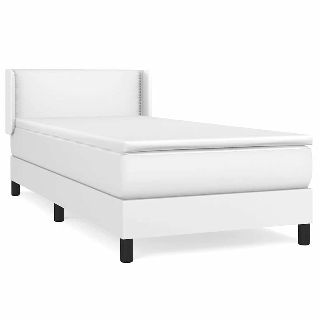 Sommier à lattes de lit avec matelas Blanc 100x200cm Similicuir