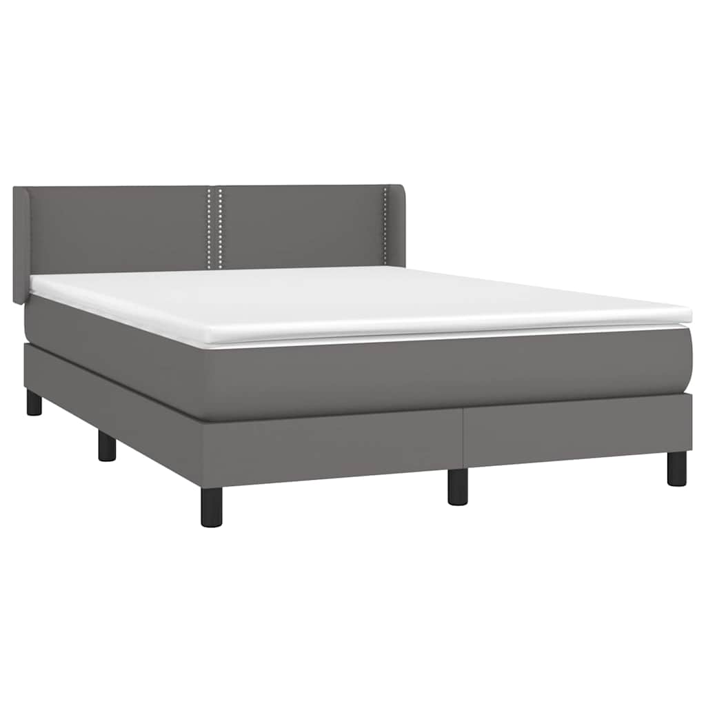 Sommier à lattes de lit avec matelas Gris 140x200 cm Similicuir