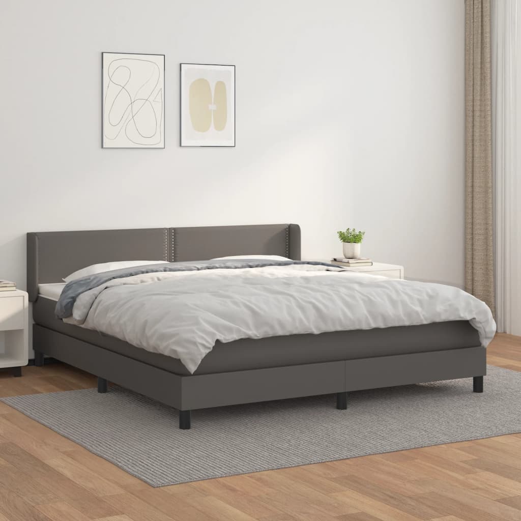 Sommier à lattes de lit avec matelas Gris 180x200 cm Similicuir - XIOS