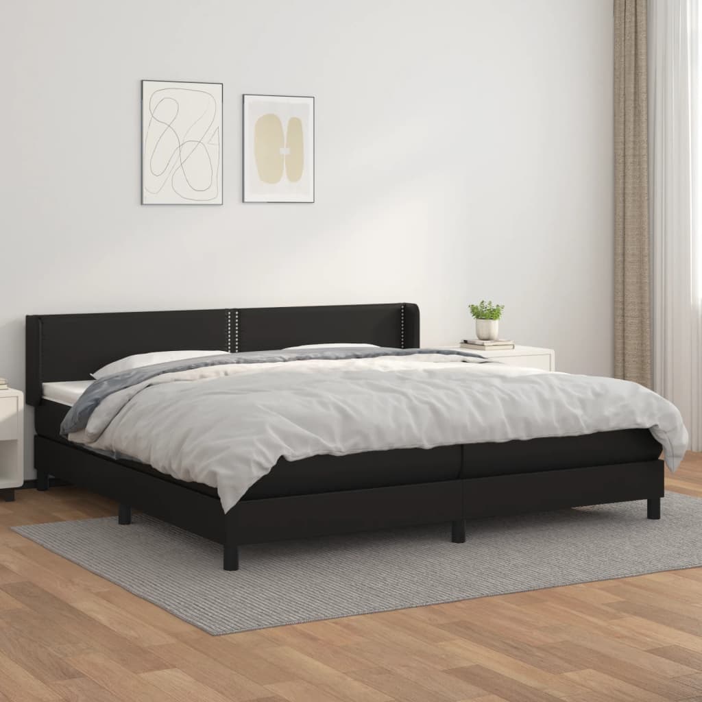 Sommier à lattes de lit avec matelas Noir 200x200 cm Similicuir - XIOS