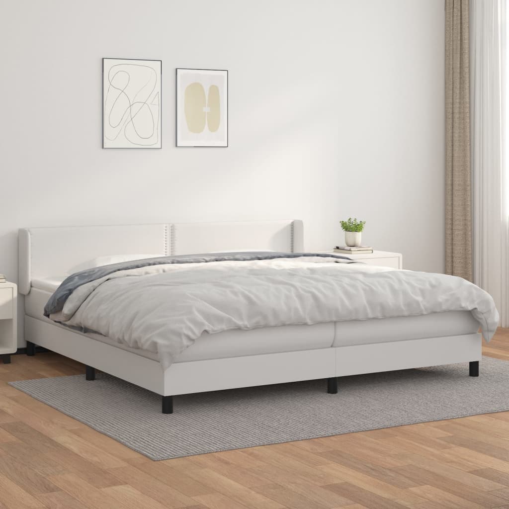 Sommier à lattes de lit avec matelas Blanc 200x200cm Similicuir - XIOS