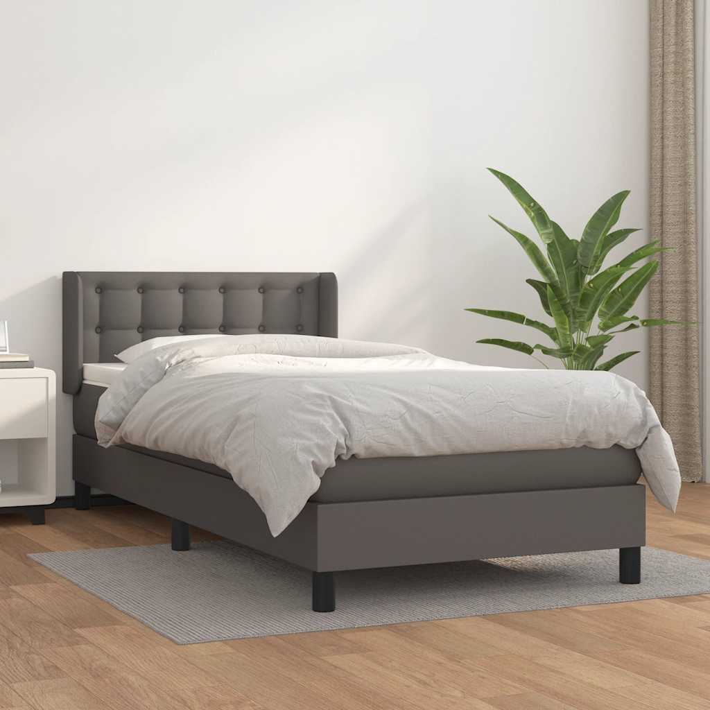 Sommier à lattes de lit avec matelas Gris 80x200 cm Similicuir