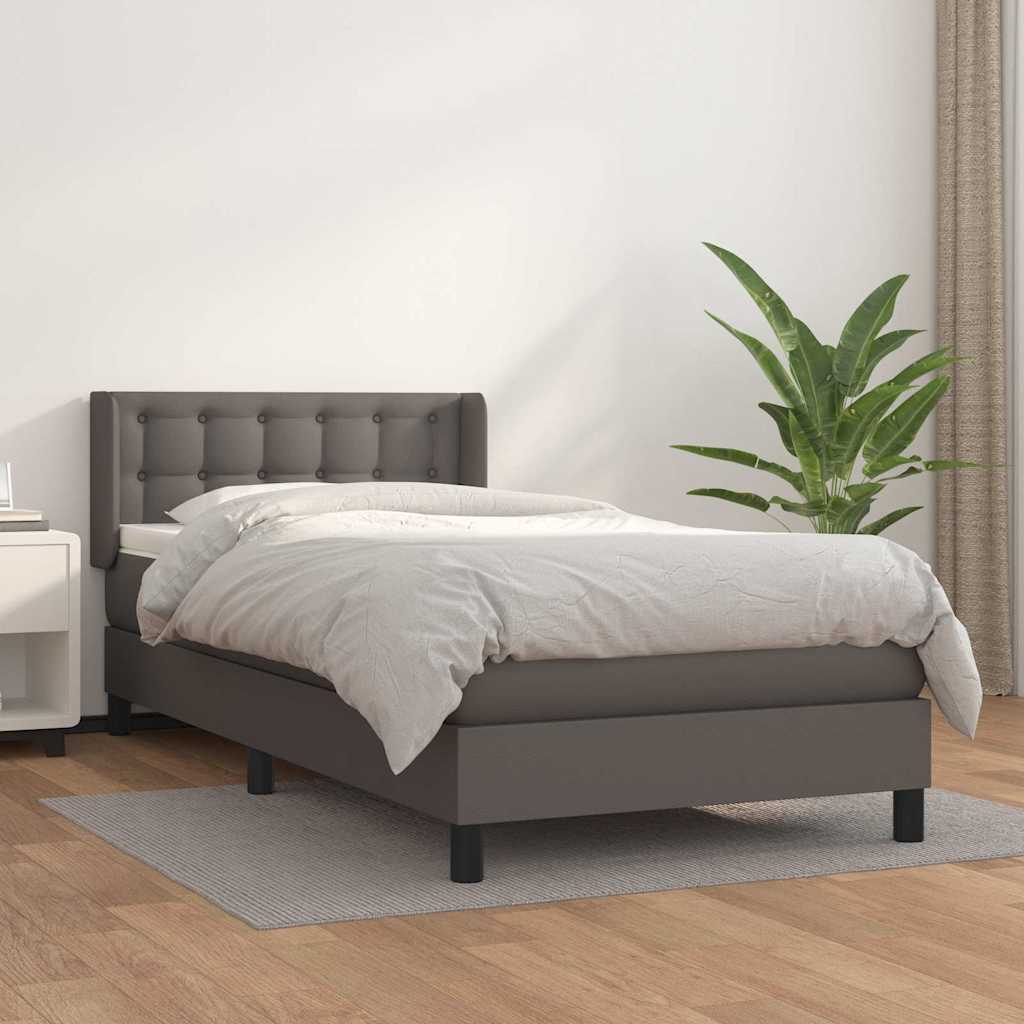 Sommier à lattes de lit avec matelas Gris 90x190 cm Similicuir