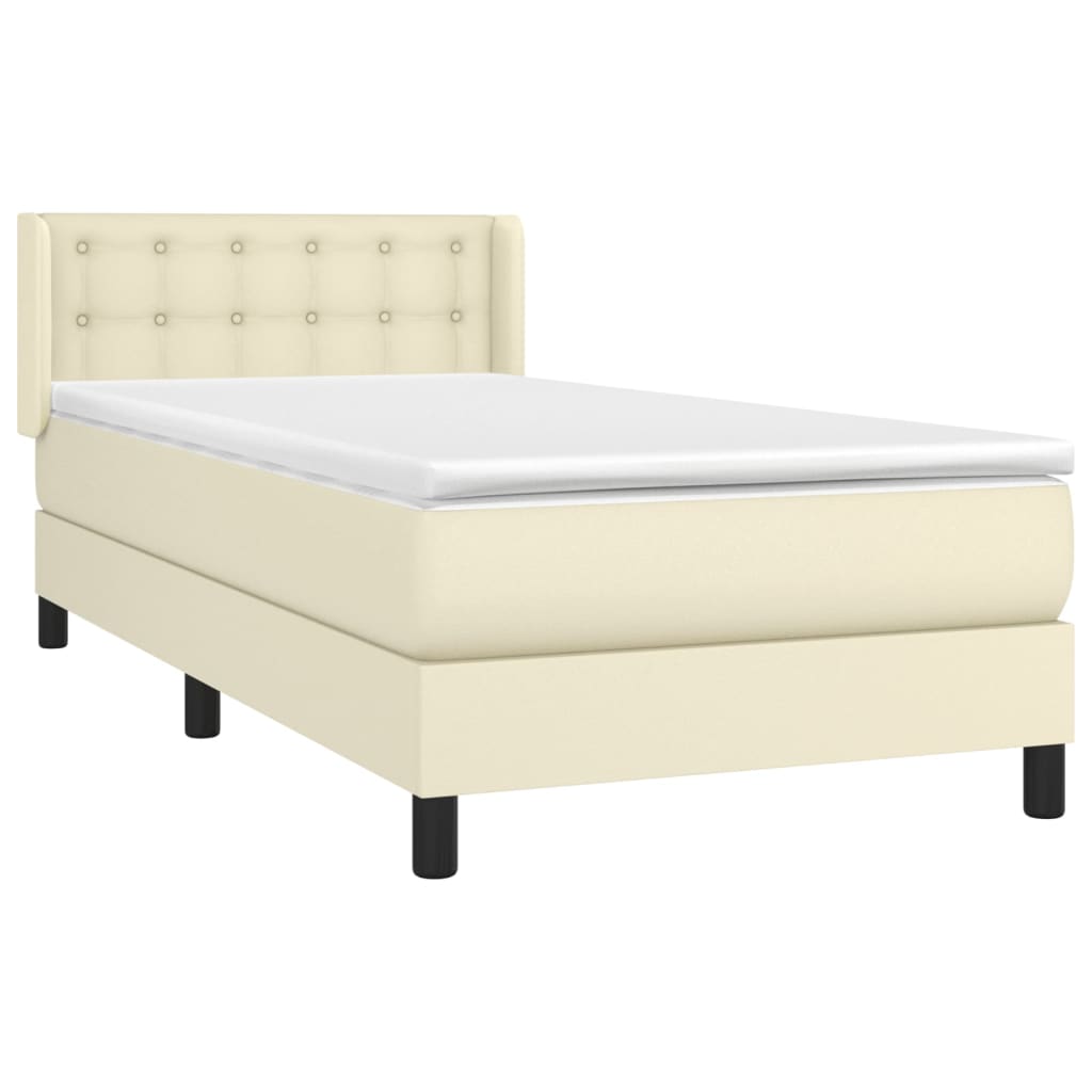 Sommier à lattes de lit avec matelas Crème 90x200 cm Similicuir - XIOS
