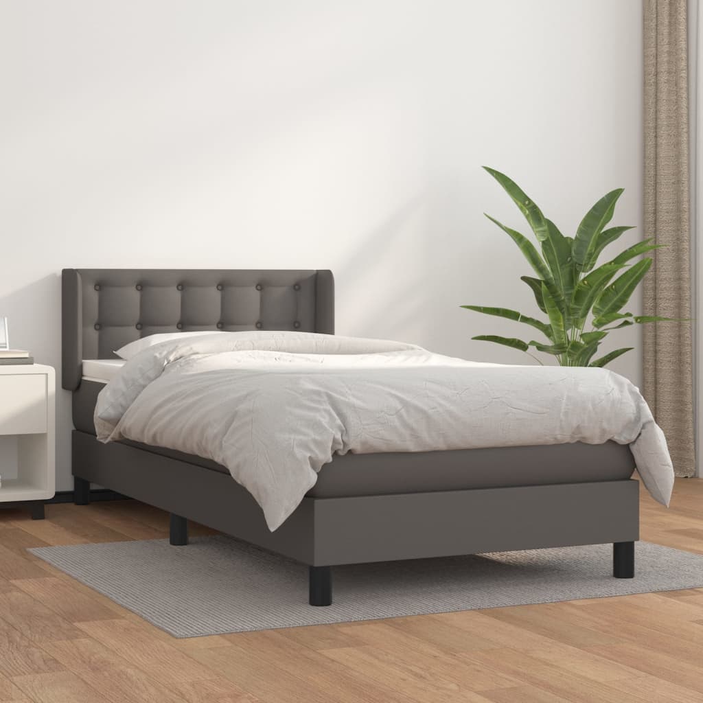 Sommier à lattes de lit avec matelas Gris 90x200 cm Similicuir - XIOS