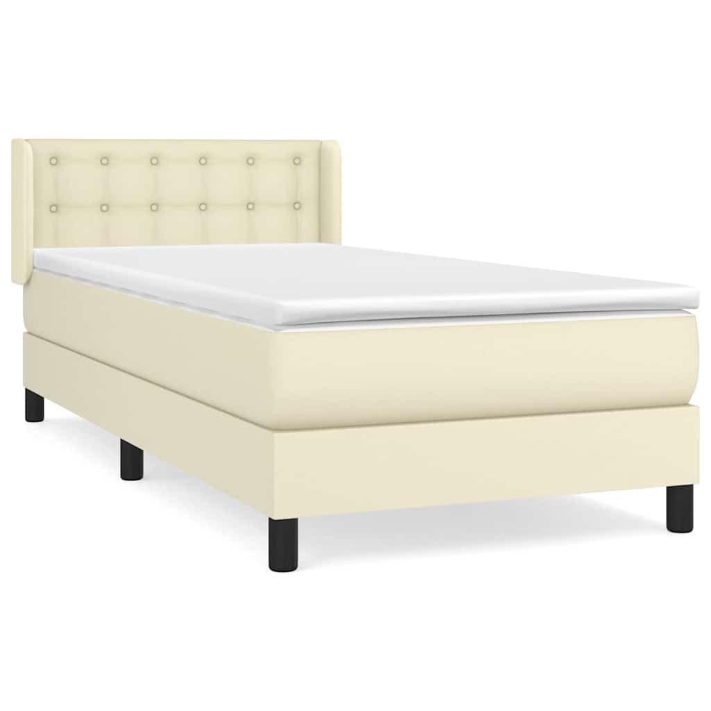 Sommier à lattes de lit avec matelas Crème 100x200cm Similicuir