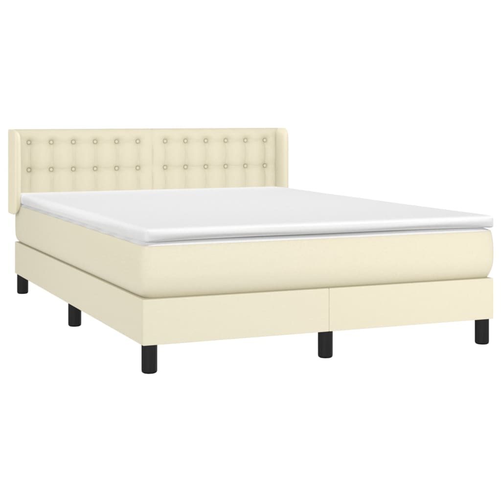 Sommier à lattes de lit avec matelas Crème 140x190cm Similicuir - XIOS