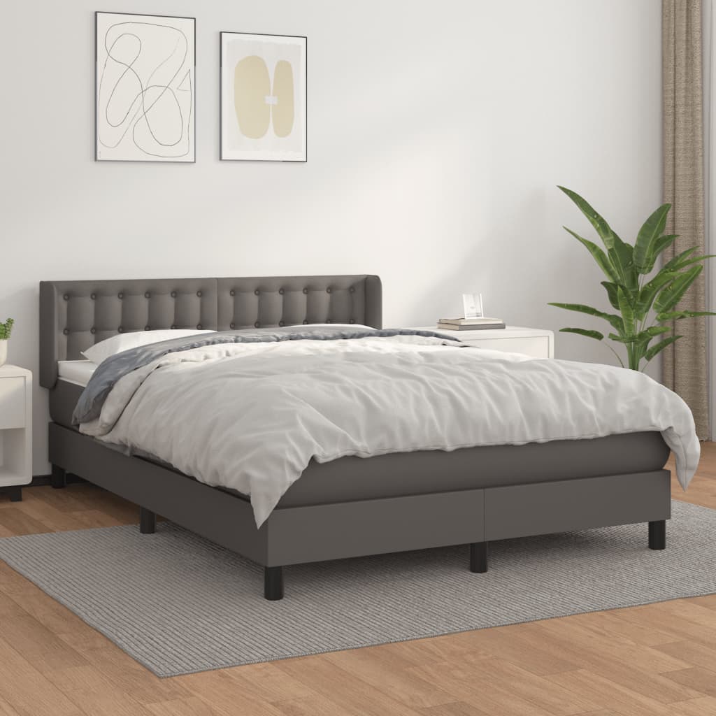 Sommier à lattes de lit avec matelas Gris 140x190 cm Similicuir - XIOS