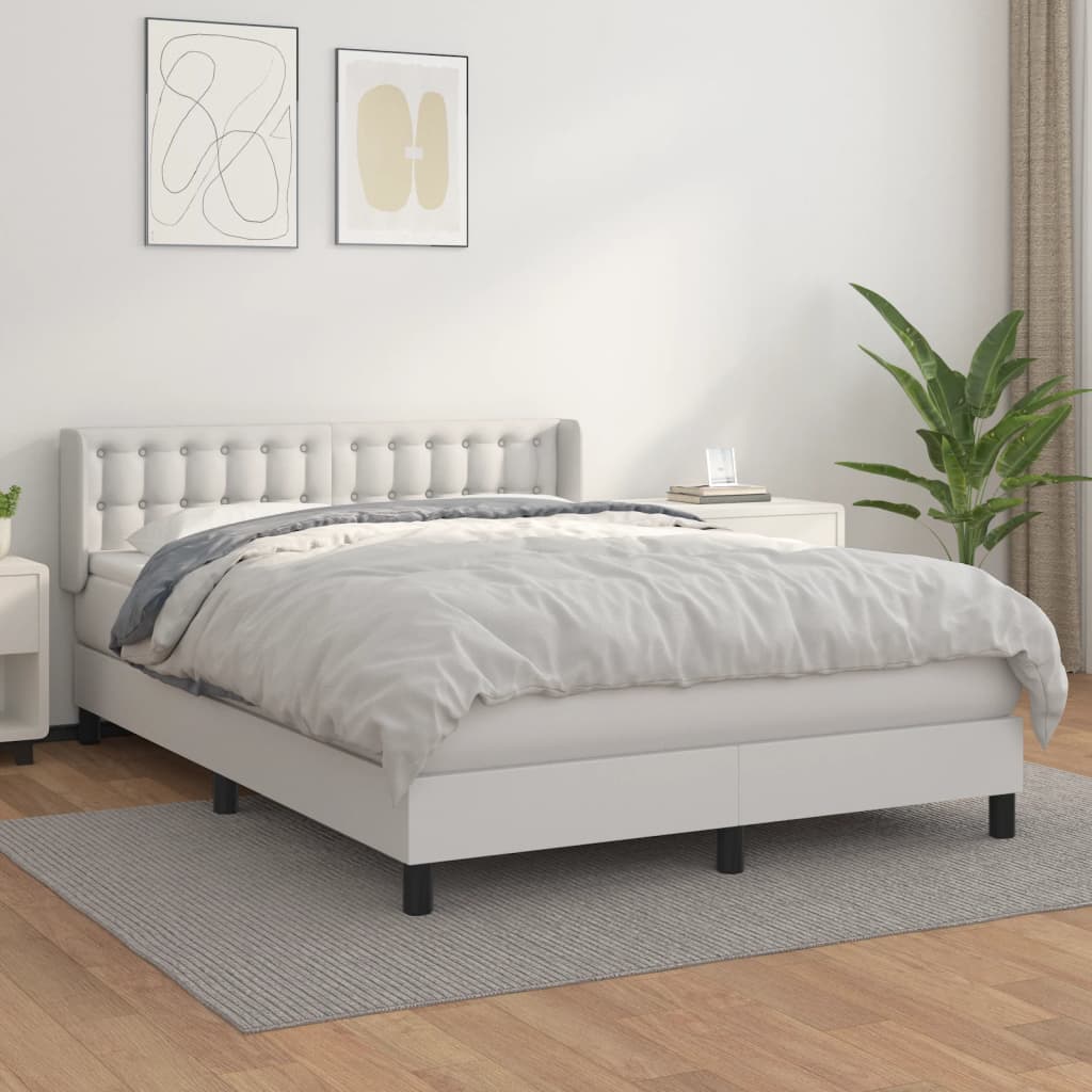 Sommier à lattes de lit avec matelas Blanc 140x200cm Similicuir - XIOS