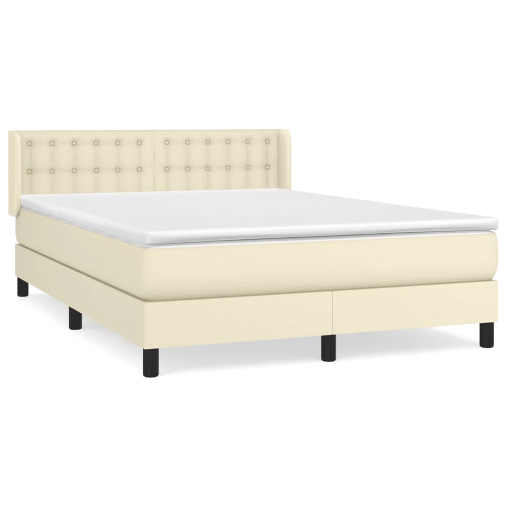 Sommier à lattes de lit avec matelas Crème 140x200cm Similicuir - XIOS