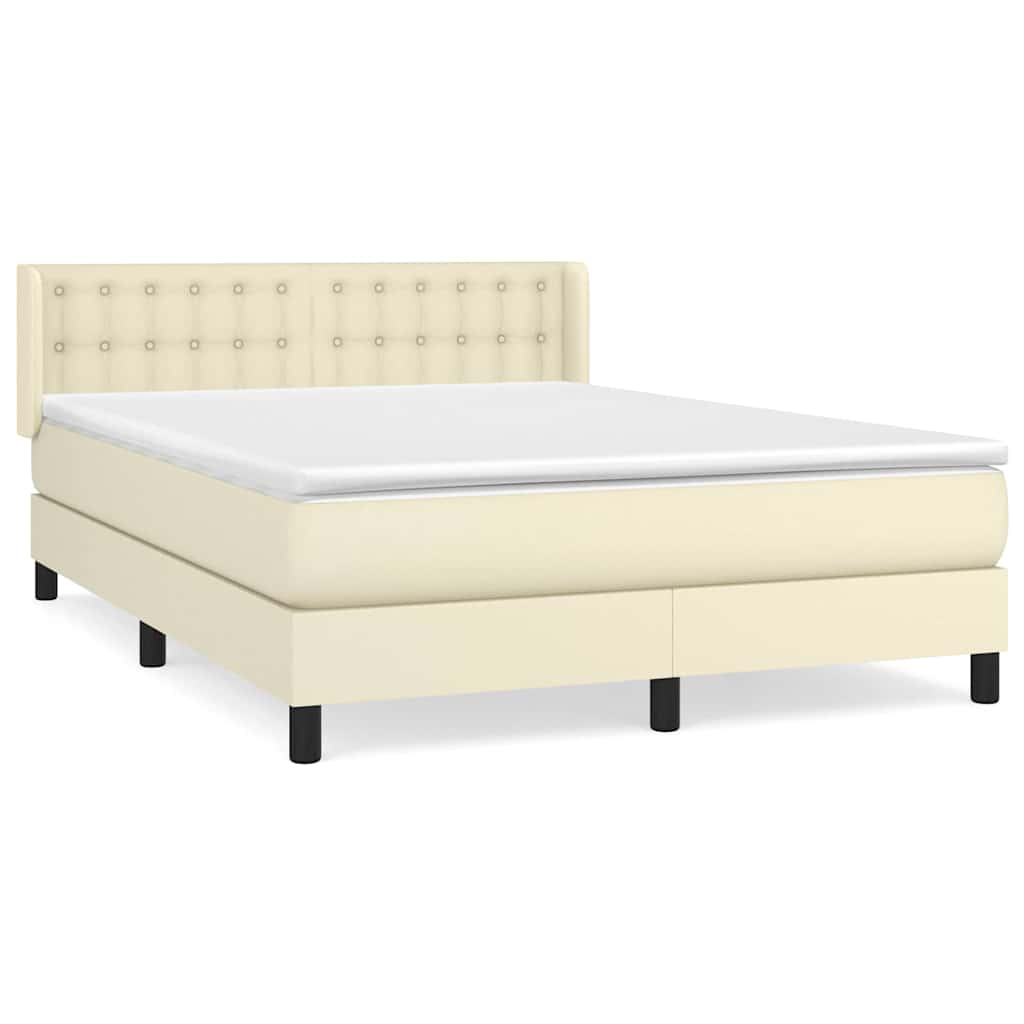 Sommier à lattes de lit avec matelas Crème 140x200cm Similicuir