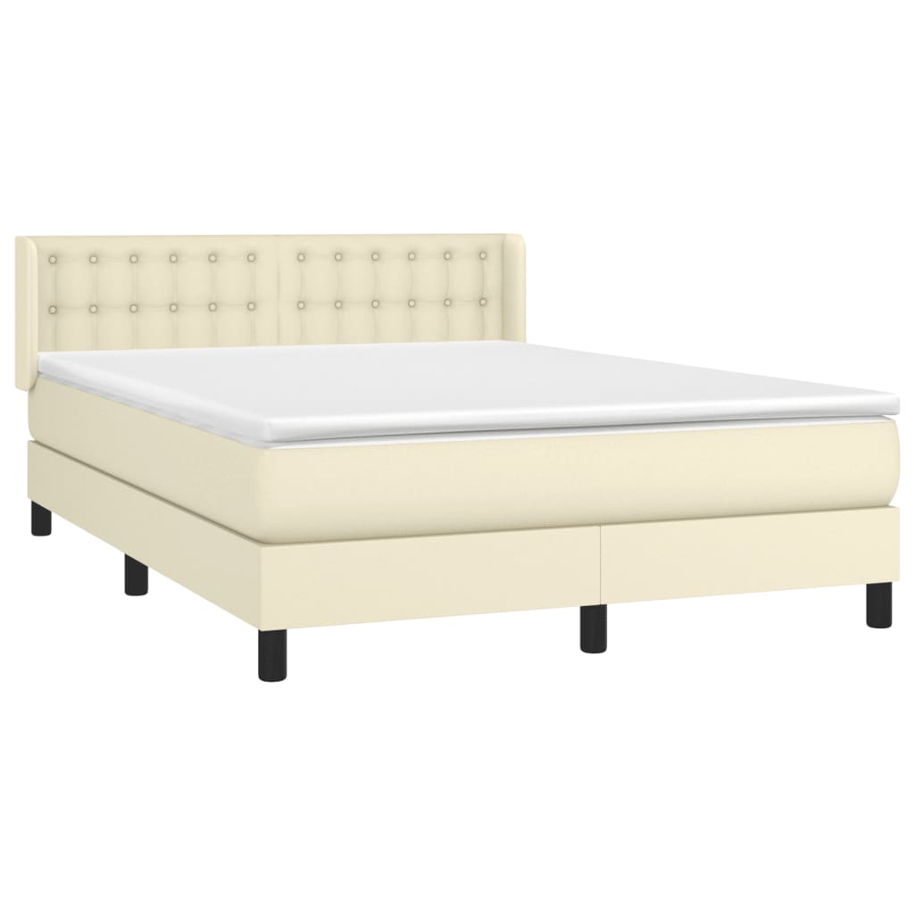 Sommier à lattes de lit avec matelas Crème 140x200cm Similicuir - XIOS
