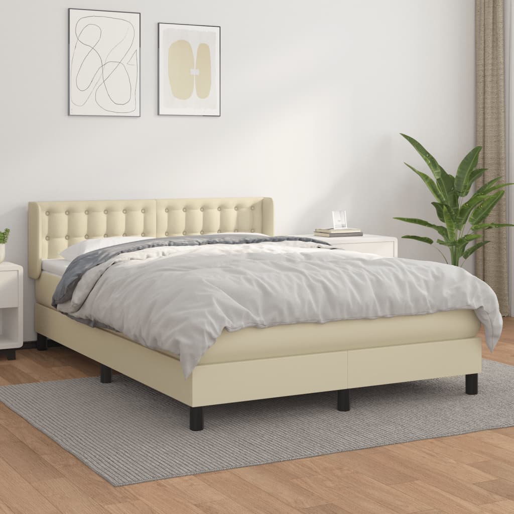 Sommier à lattes de lit avec matelas Crème 140x200cm Similicuir - XIOS