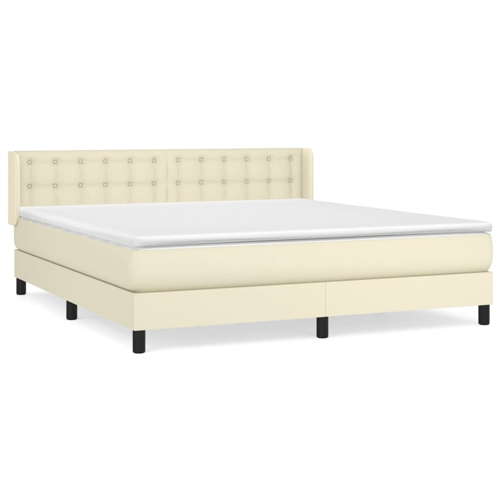 Sommier à lattes de lit avec matelas Crème 160x200cm Similicuir - XIOS