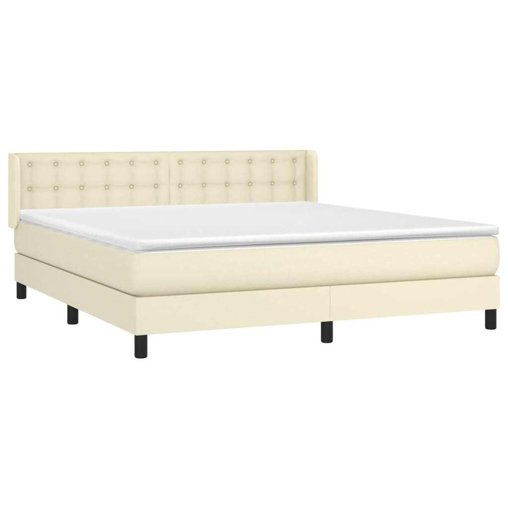 Sommier à lattes de lit avec matelas Crème 160x200cm Similicuir - XIOS