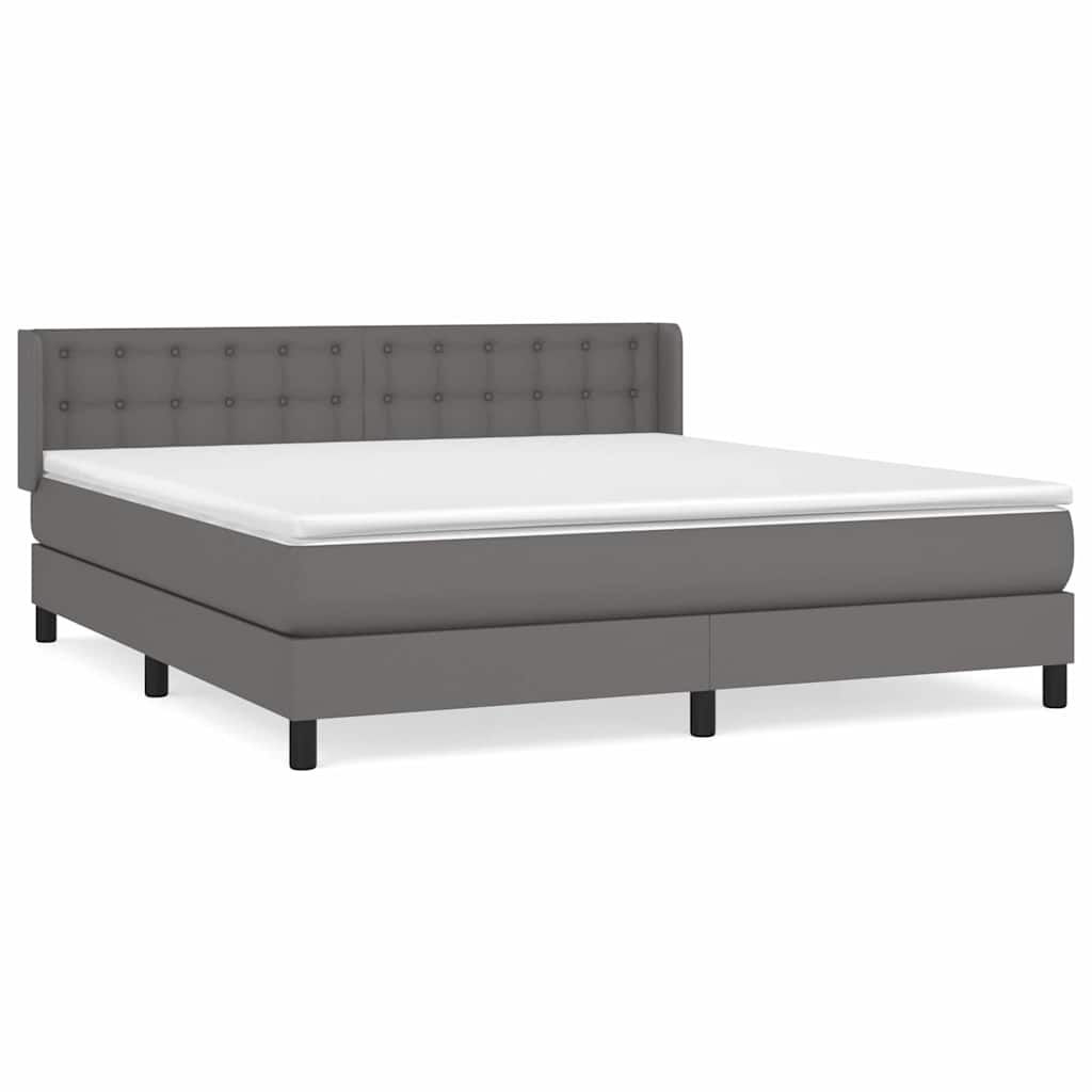 Sommier à lattes de lit avec matelas Gris 160x200 cm Similicuir