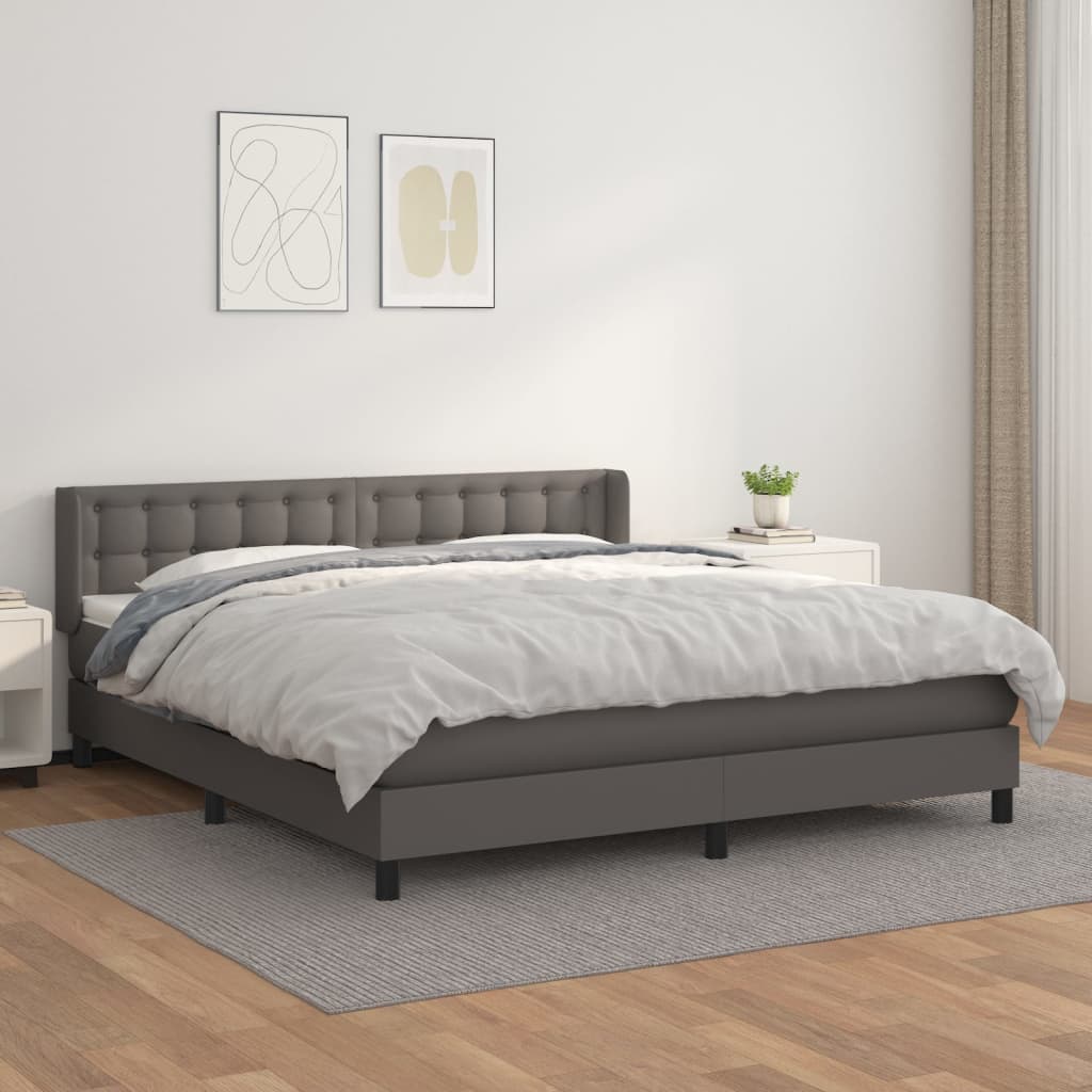Sommier à lattes de lit avec matelas Gris 160x200 cm Similicuir - XIOS