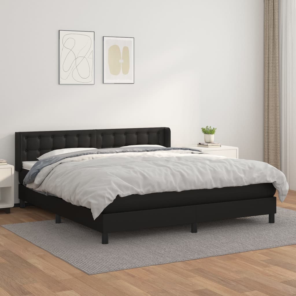 Sommier à lattes de lit avec matelas Noir 180x200 cm Similicuir - XIOS