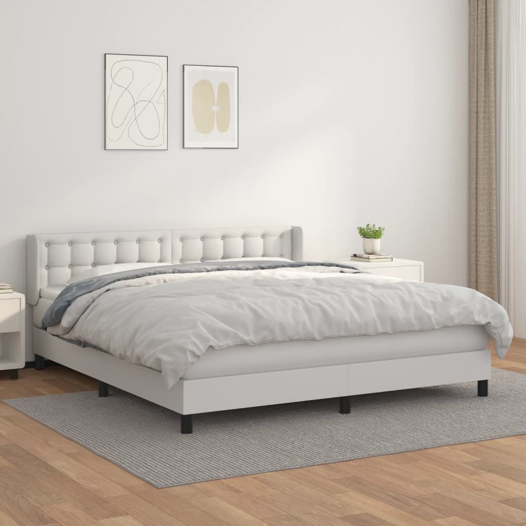 Sommier à lattes de lit avec matelas Blanc 180x200cm Similicuir - XIOS