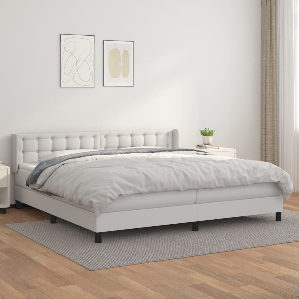 Sommier à lattes de lit avec matelas Blanc 200x200cm Similicuir - XIOS