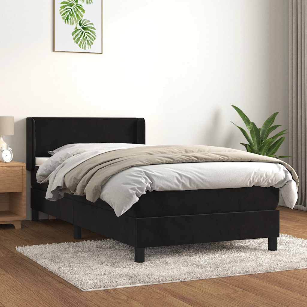 Sommier à lattes de lit et matelas Noir 80x200 cm Velours - XIOS